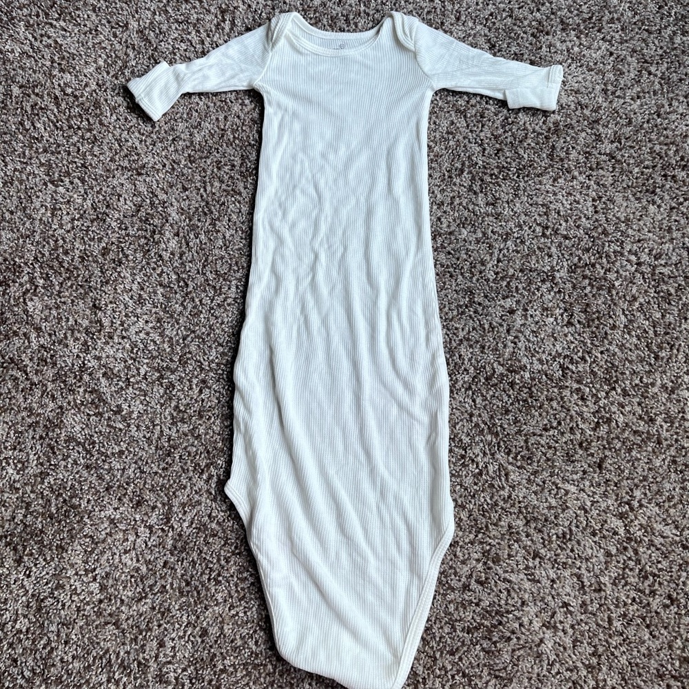 Caden Lane white waffle knit newborn gown